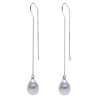 Brincos Longos de Pérolas Edison Brancas AA+ | Design Passante | Banho Ouro 18K