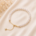 Pulseira Clássica de Pérolas de Água Doce Brancas AA+ 6–6,5 mm | Fecho Prata 925 Banho Ouro 18K