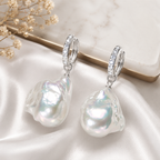Brincos Assinatura de Pérola Edison Barroca Branca 15–18 mm | Prata 925 com Zircônias