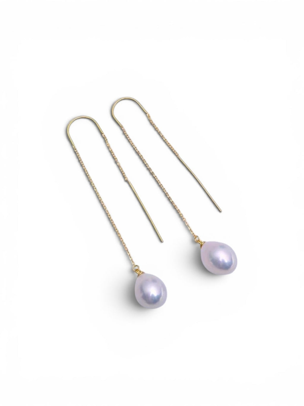 Brincos Longos de Pérolas Edison Brancas AA+ | Design Passante | Banho Ouro 18K