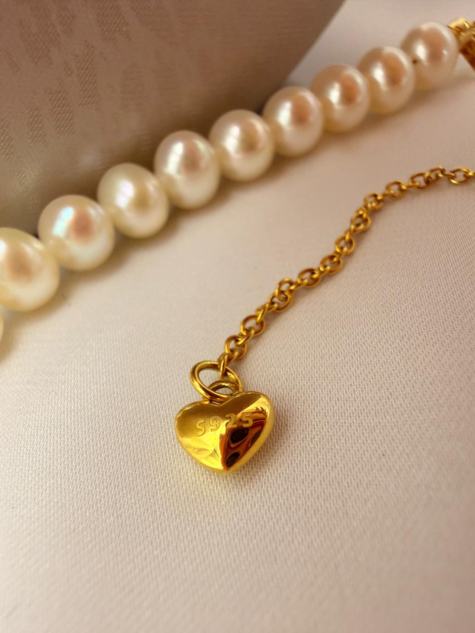 Pulseira de Pérolas de Água Doce AA+ 6–6,5 mm | Fecho S925 Banho Ouro 18k