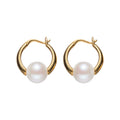 Brincos Argola Dourada com Pérolas de Água Doce 8–8,5 mm