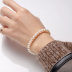 Pulseira de Pérolas de Água Doce AA+ 6–6,5 mm | Fecho S925 Banho Ouro 18k
