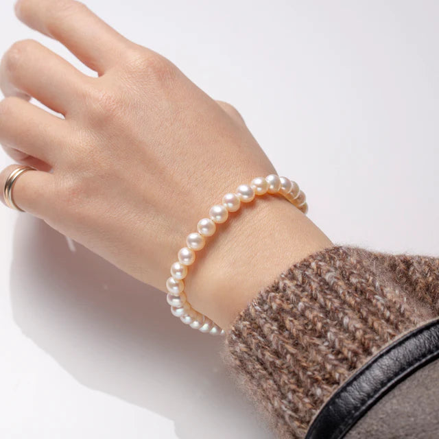 Pulseira de Pérolas de Água Doce AA+ 6–6,5 mm | Fecho S925 Banho Ouro 18k