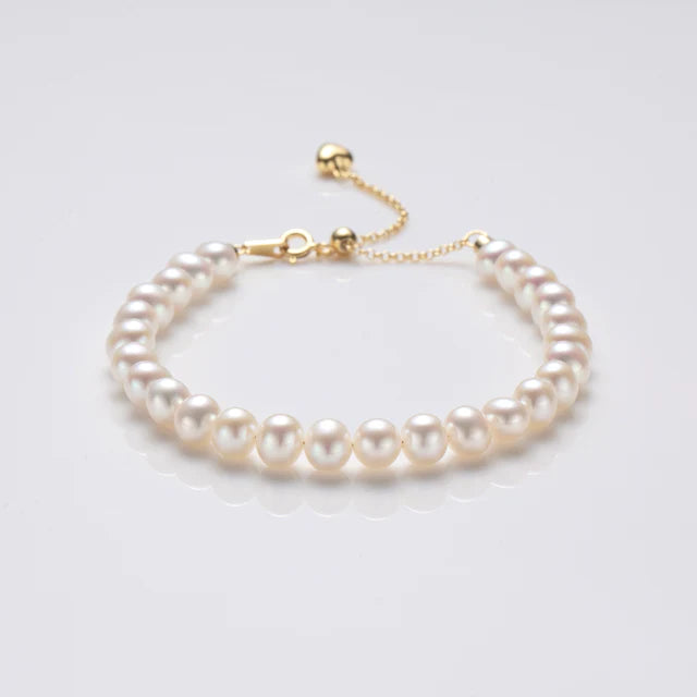 Pulseira de Pérolas de Água Doce AA+ 6–6,5 mm | Fecho S925 Banho Ouro 18k