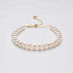 Pulseira de Pérolas de Água Doce AA+ 6–6,5 mm | Fecho S925 Banho Ouro 18k