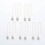 Brincos Longos de Pérolas Edison Brancas AA+ | Design Passante | Banho Ouro 18K